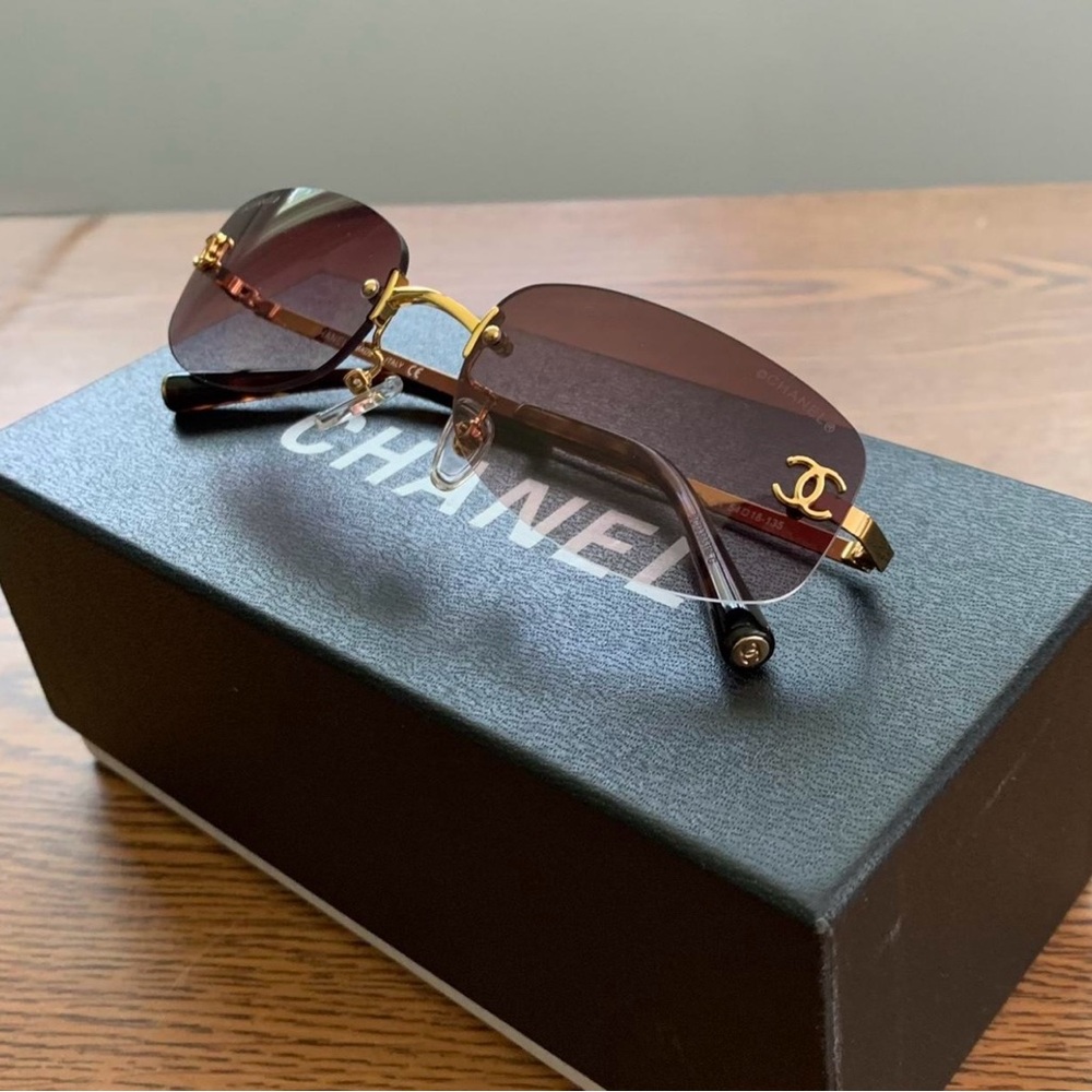 CHANEL Gold and Burgundy Sunglasses